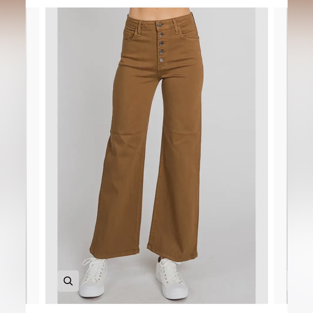 New Genoa Wide Leg Crop Brown Jeans Letter to Juliet